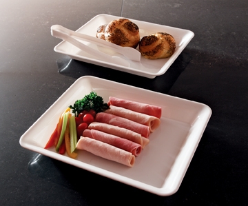 Party Tray Rectangular White Tray, 10 x 8 inch -- 25 per case.