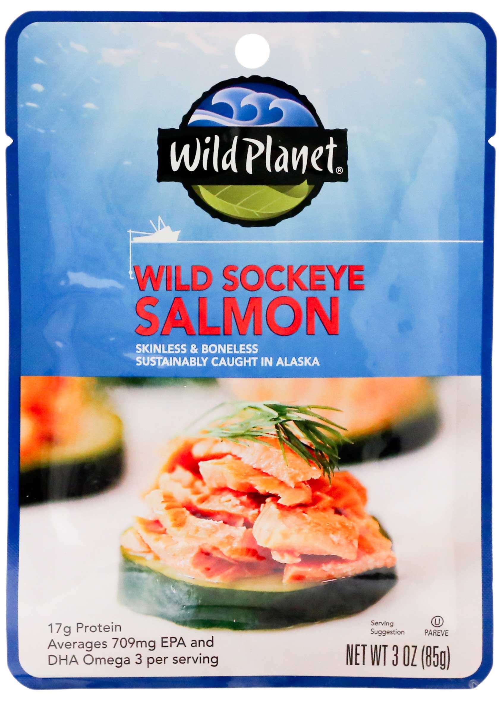 Wild Planet Foods Wild Sockeye Salmon, 3 Ounce Pouch -- 24 per case
