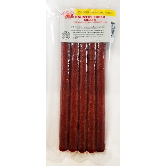 Country Fresh Meats Hot Beef and Pork Sticks, 7 Ounce -- 40 per case
