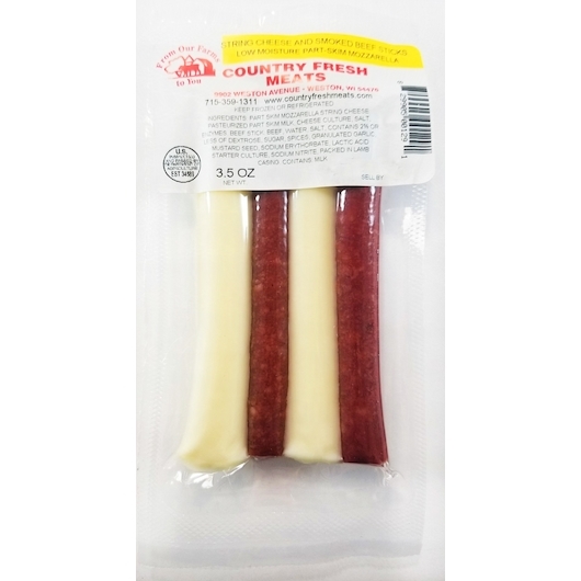 Country Fresh Meats String Cheese and Smoked Beef Sticks, 3.5 Ounce -- 102 per case
