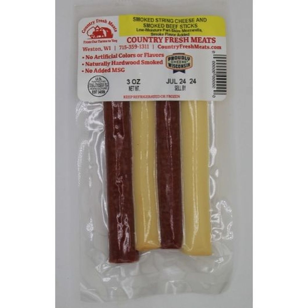 Country Fresh Meats Smoked String Cheese and Smoked Beef, 3.5 Ounce - 102 per case