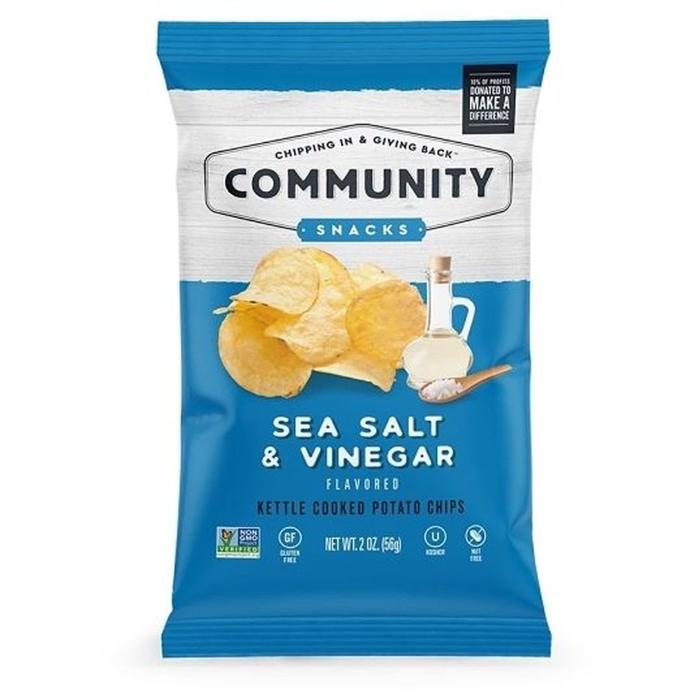 Community Snacks Sea Salt and Vinegar Kettle Cooked Potato Chips, 2 Ounce -- 25 per case