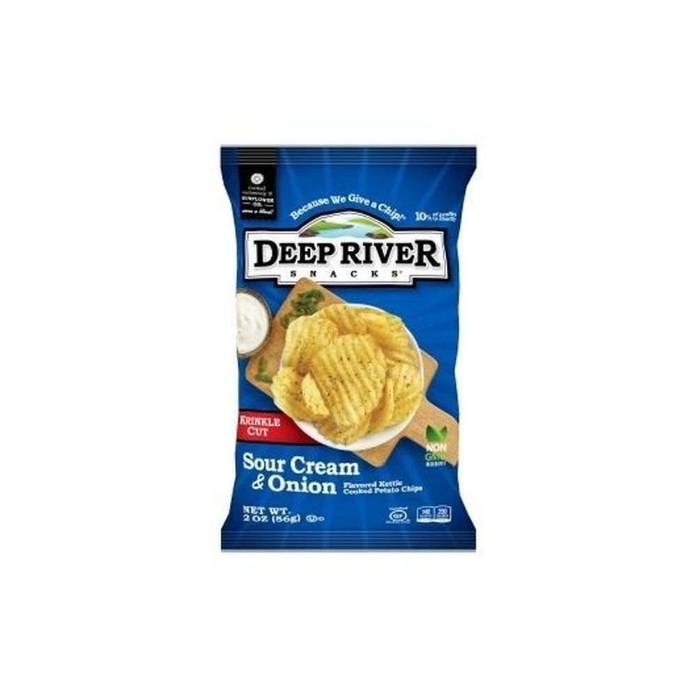 Deep River Snacks Sour Cream and Onion Krinkle Cut Kettle Potato Chips, 2 Ounce -- 24 per case