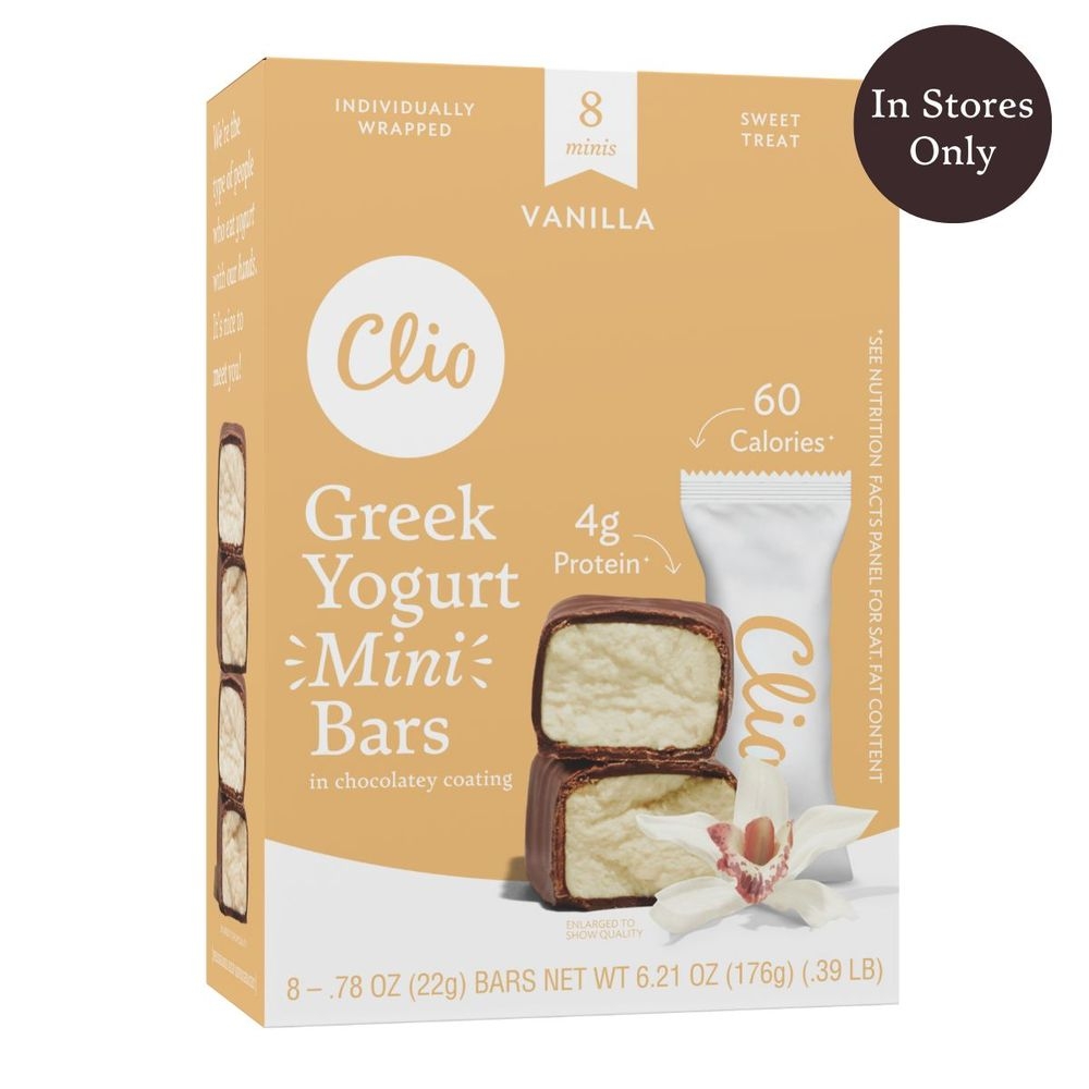 Clio Dark Chocolate Covered Vanilla Greek Yogurt Minis Bar, 6.21 Ounce -- 6 per case