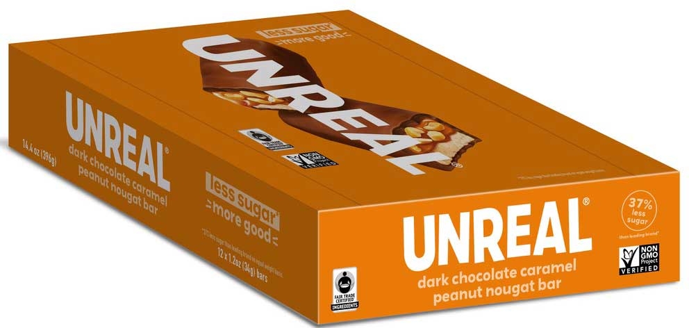 Unreal Dark Chocolate Caramel Peanut Nougat Bars Caddy, 0.74 Pound - 12 count per pack -- 6 packs per case