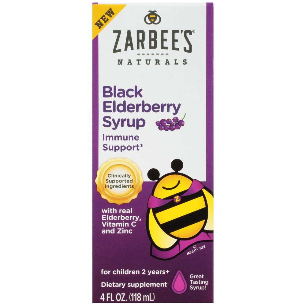 Zarbees Childrens Black Elderberry Syrup, 4 Fluid Ounce -- 12 per case
