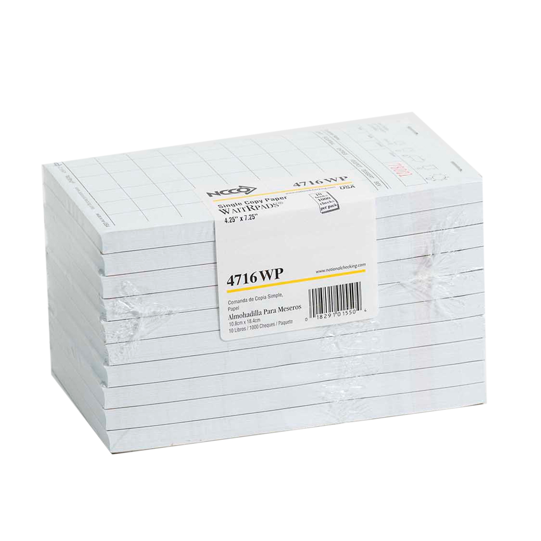 National Checking Company Waitrpad Paper - 1 Part White, 8 Line, 4.20 x 7.25 inch -- 5000 per case.