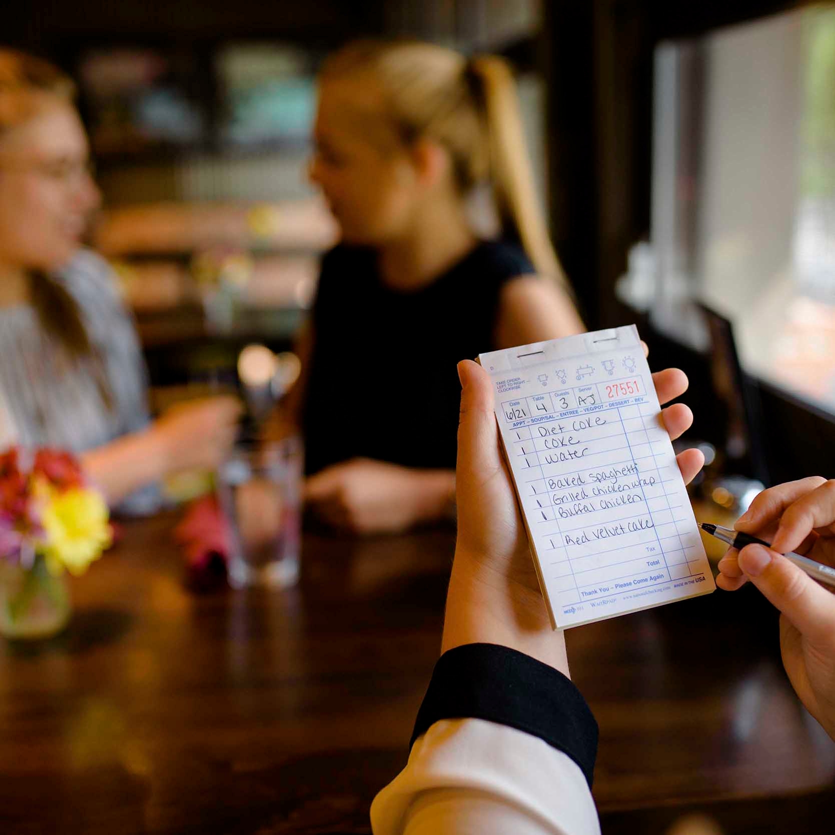 National Checking Company Carbonless Waitrpad Paper - 2 Part White, 13 Line, 3.4 x 5.63 inch -- 5000 per case.