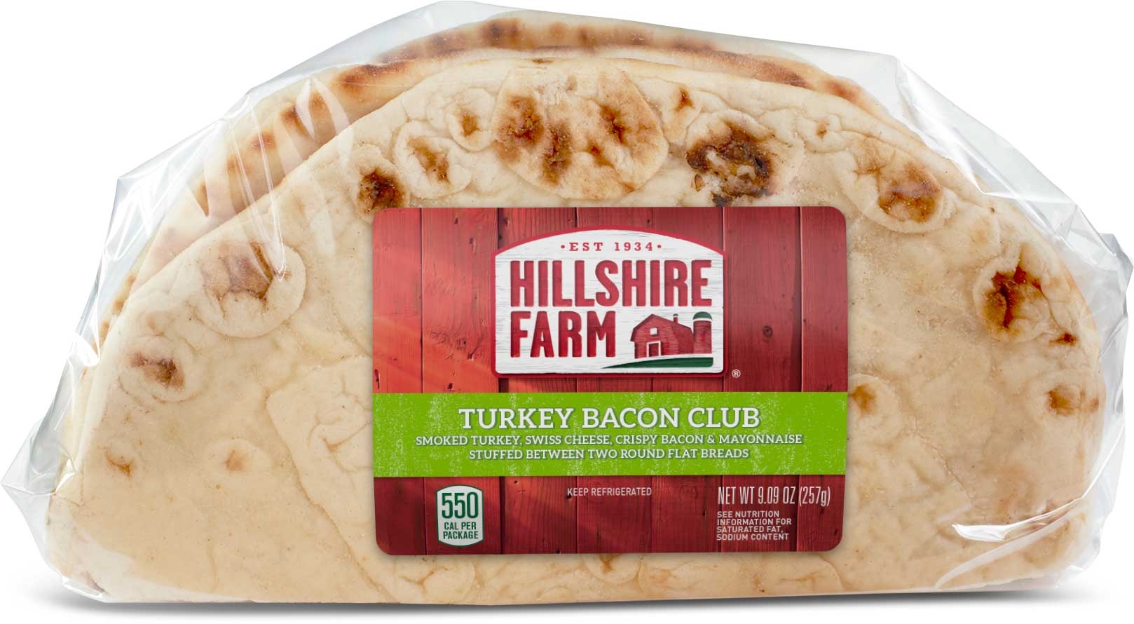 Hillshire Farm Turkey Bacon Club Flatbread Sandwich, 8.6 Ounce -- 10 per case