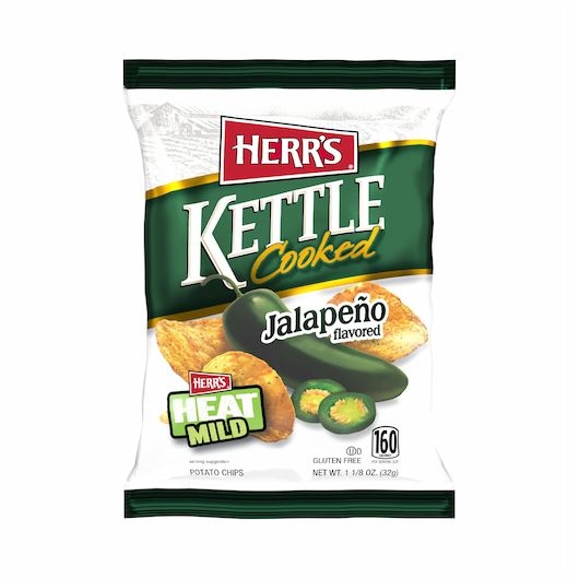 Herrs Jalapeno Flavored Kettle Cooked Potato Chips, 1.125 Ounce -- 60 per case