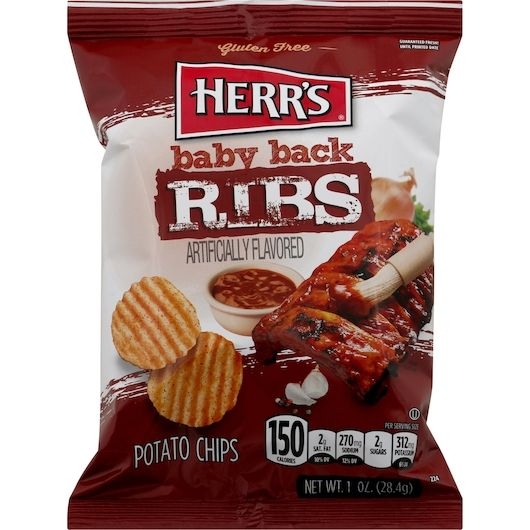 Herrs Baby Back Rib Potato Chips, 1.5 Ounce -- 60 per case