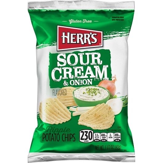 Herrs Sour Cream and Onion Potato Chips, 1.5 Ounce -- 60 per case