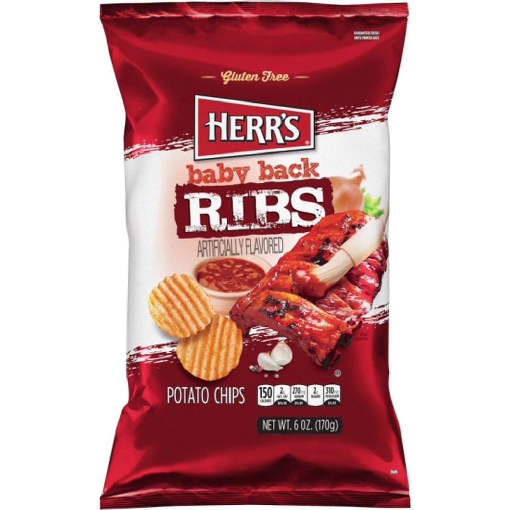 Herrs Baby Back Rib Potato Chips, 6 Ounce -- 12 per case