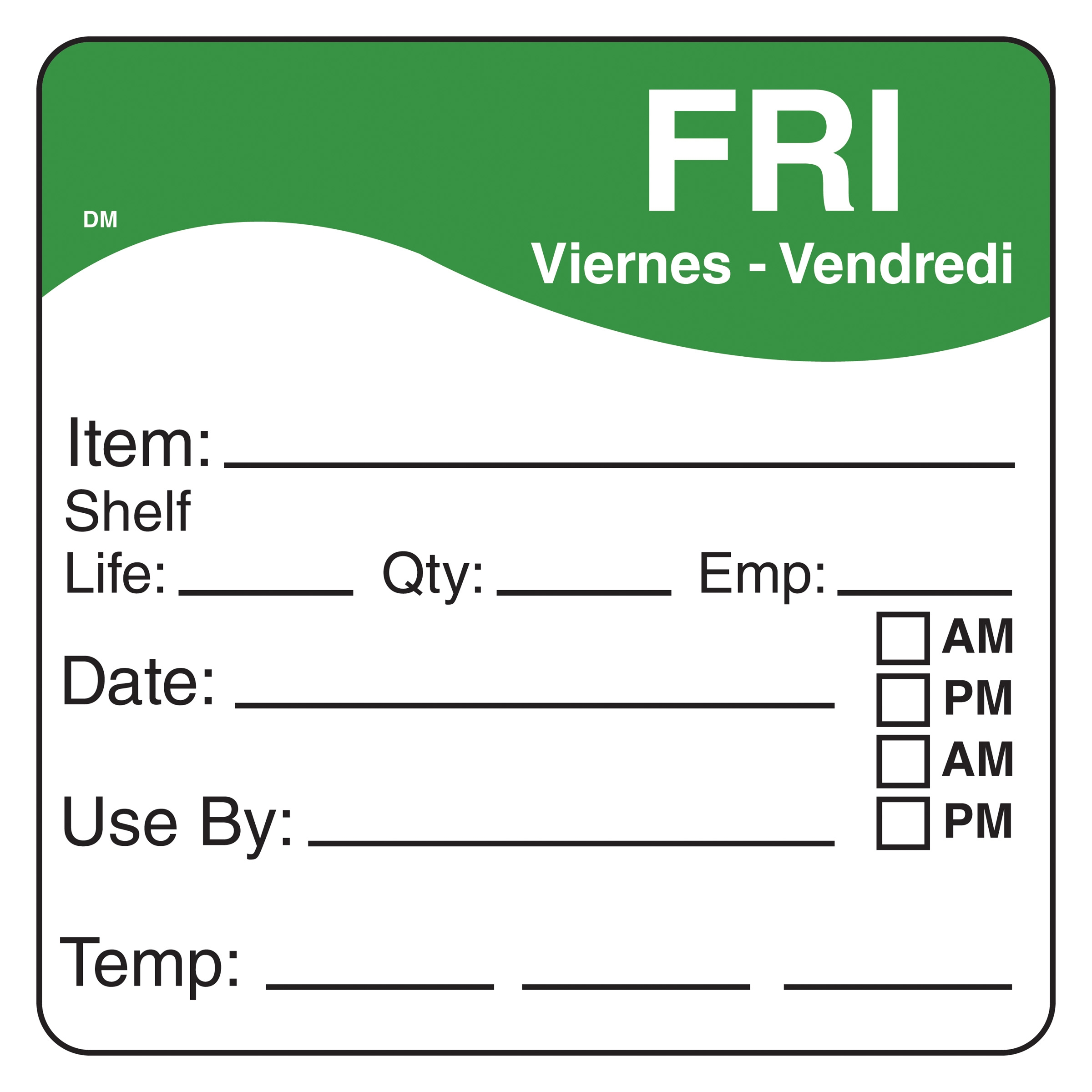 Daymark Friday Day Of The Week Label, 2.5 x 2.5 inch -- 1500 per case