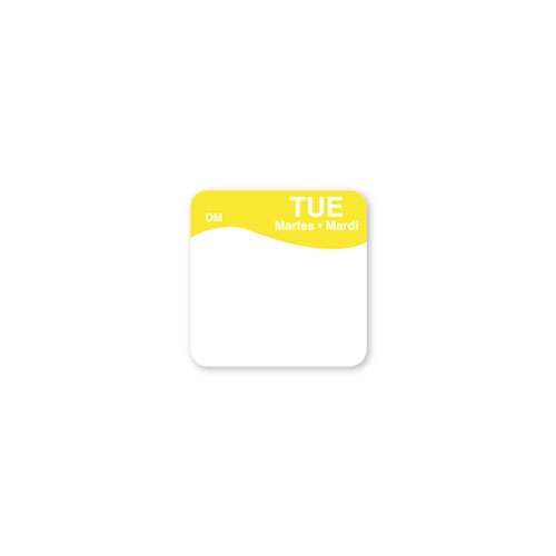 Daymark Square Tuesday Day Of The Week Label, 1 x 1 inch -- 6000 per case