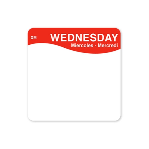 ACR by Daymark DissolveMark Day of Week Blank Label - Wednesday, 2 x 2 inch, 250 labels per pack -- 12 packs per case.