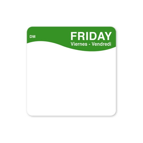 ACR by Daymark DissolveMark Day of Week Blank Label - Friday, 2 x 2 inch, 250 labels per pack -- 12 packs per case.