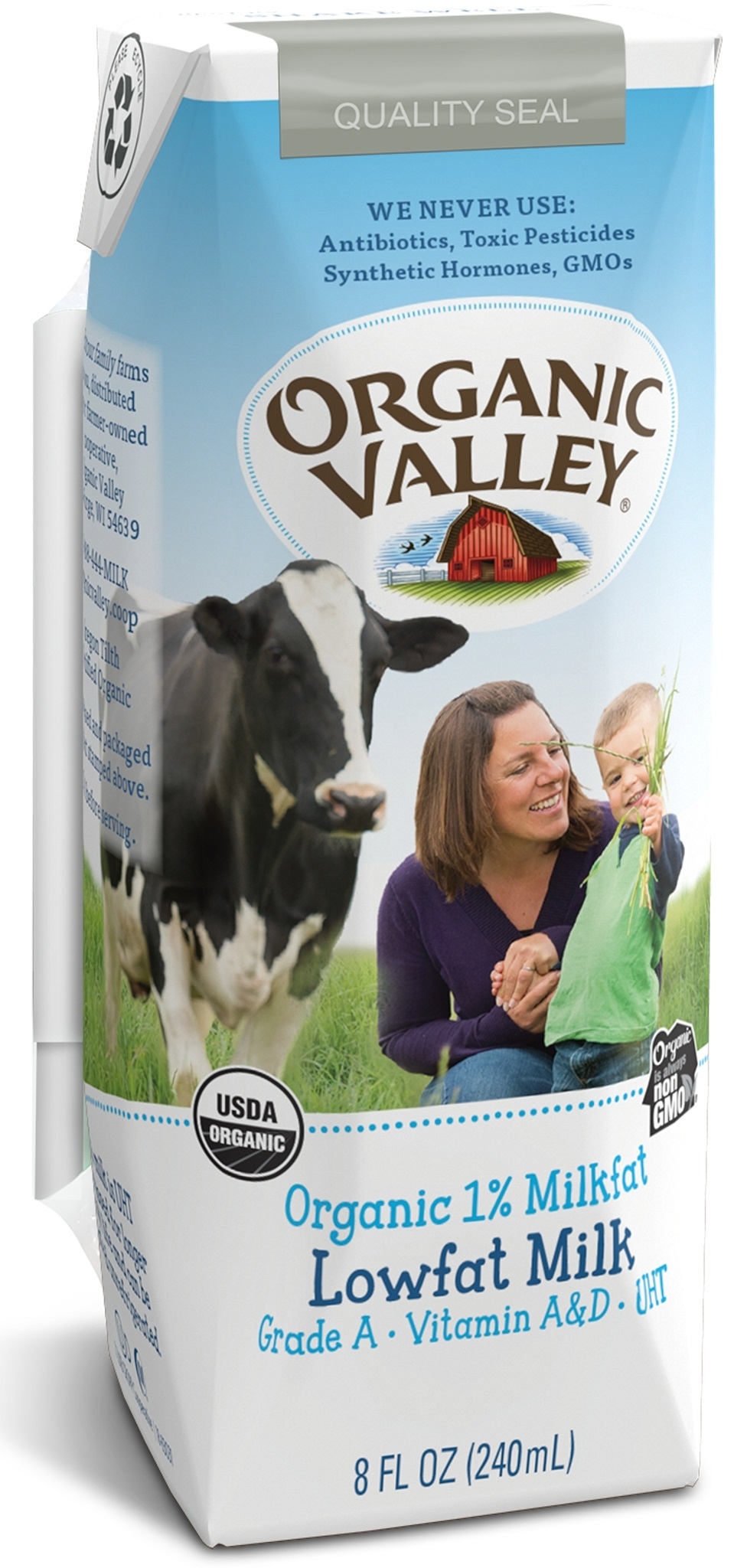 Organic Valley Aseptic Lowfat Milk, 8 Fluid Ounce -- 24 per case.