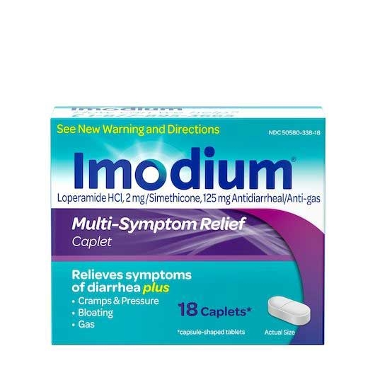 Imodium Multi-Symptom Relief Caplets - 18 count per pack -- 36 packs per case