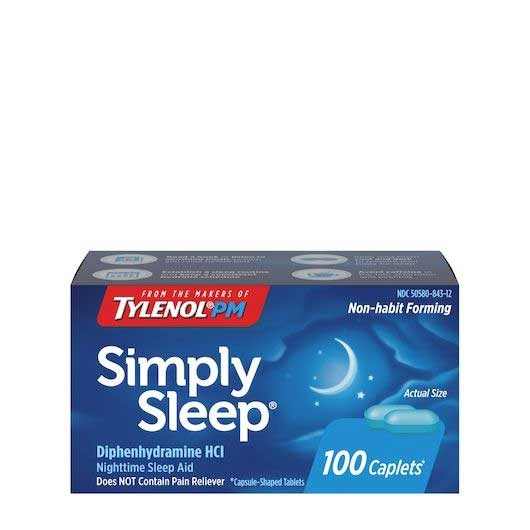 Simply Sleep Nighttime Sleep Aid Caplets - 100 count per pack -- 72 packs per case