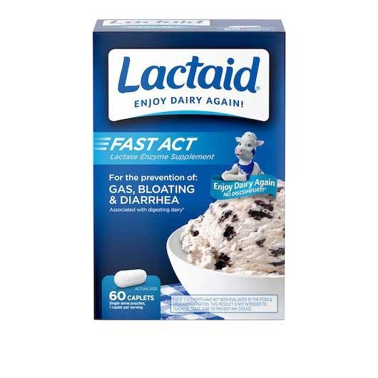 Lactaid Fast Act Lactase Enzyme Supplement Caplets - 60 count per pack -- 24 packs per case
