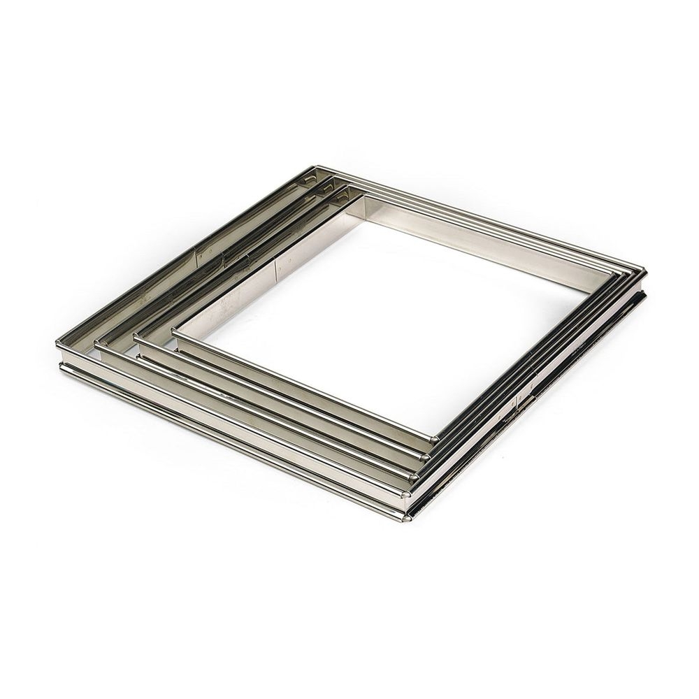 Gobel Stainless Steel Square Tart Ring with Rolled Edges, 8.66 inch Width x 8.66 inch Depth X 0.78 inch Height