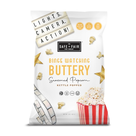 Safe Plus Fair Binge Watching Buttery Kettle Popped Flavored Popcorn, 1.125 Pound -- 6 per case
