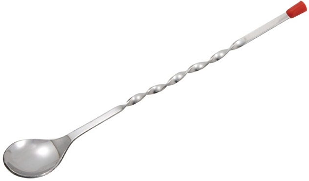 Winco Stainless Steel Bar Spoon with Red Knob, 11 inch -- 24 per case