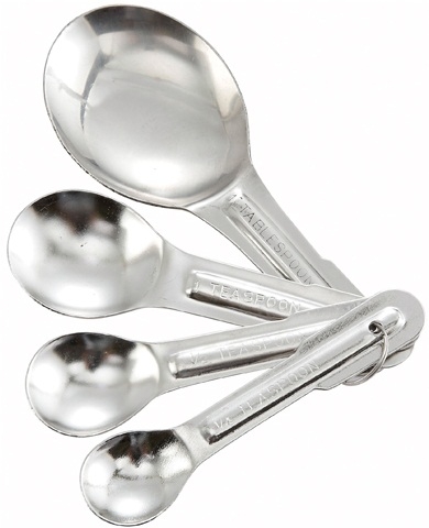 Winco Stainless Steel Economy 4 Piece Measuring Spoon Set -- 12 set per case