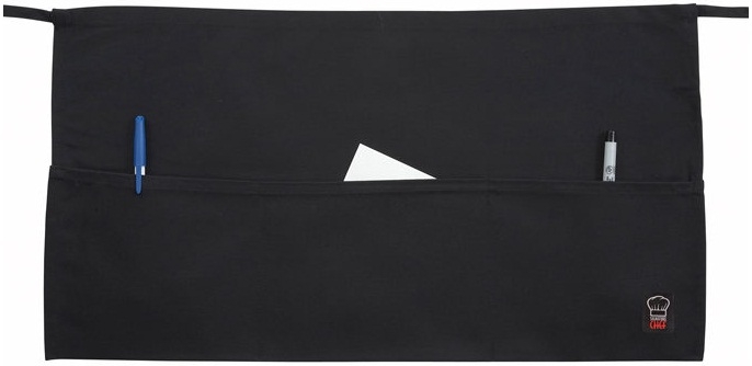Winco Black 3 Pocket Waist Apron, 12 1/2 x 21-3/4 inch -- 12 per case