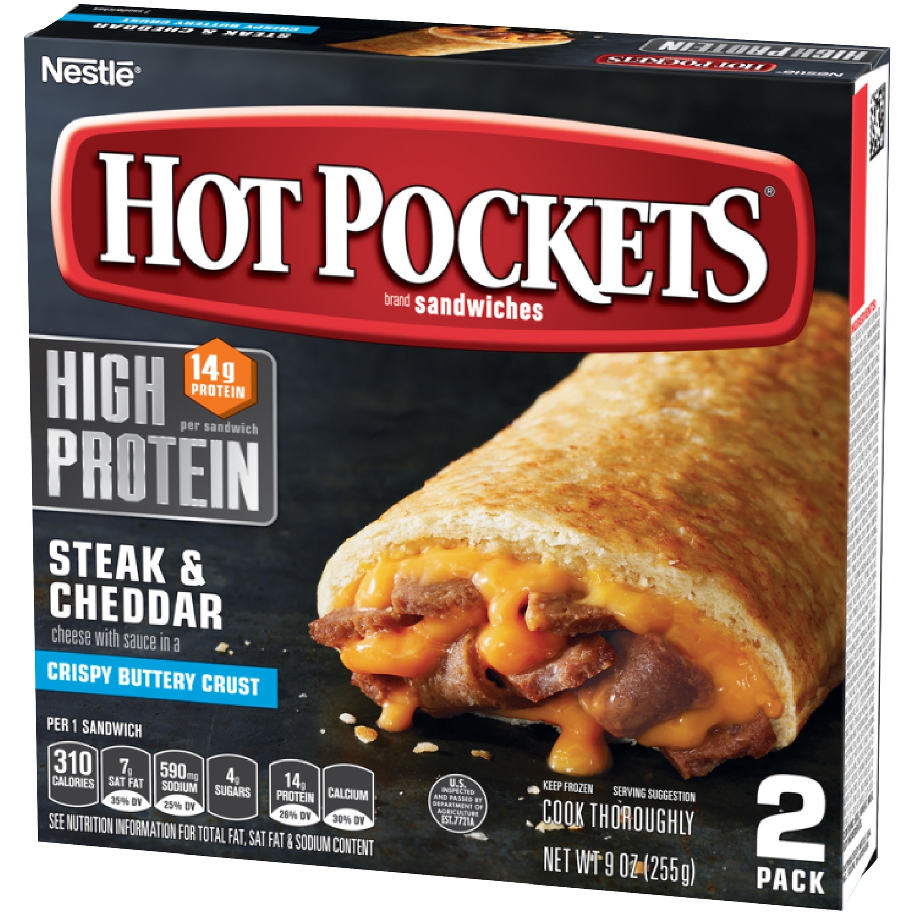 Nestle Hot Pockets Steak and Cheddar Sandwich, 9 Ounce -- 8 per case.