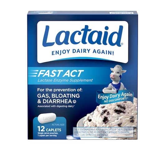 Lactaid Fast Act Lactase Enzyme Supplement Caplets - 12 count per pack -- 36 packs per case