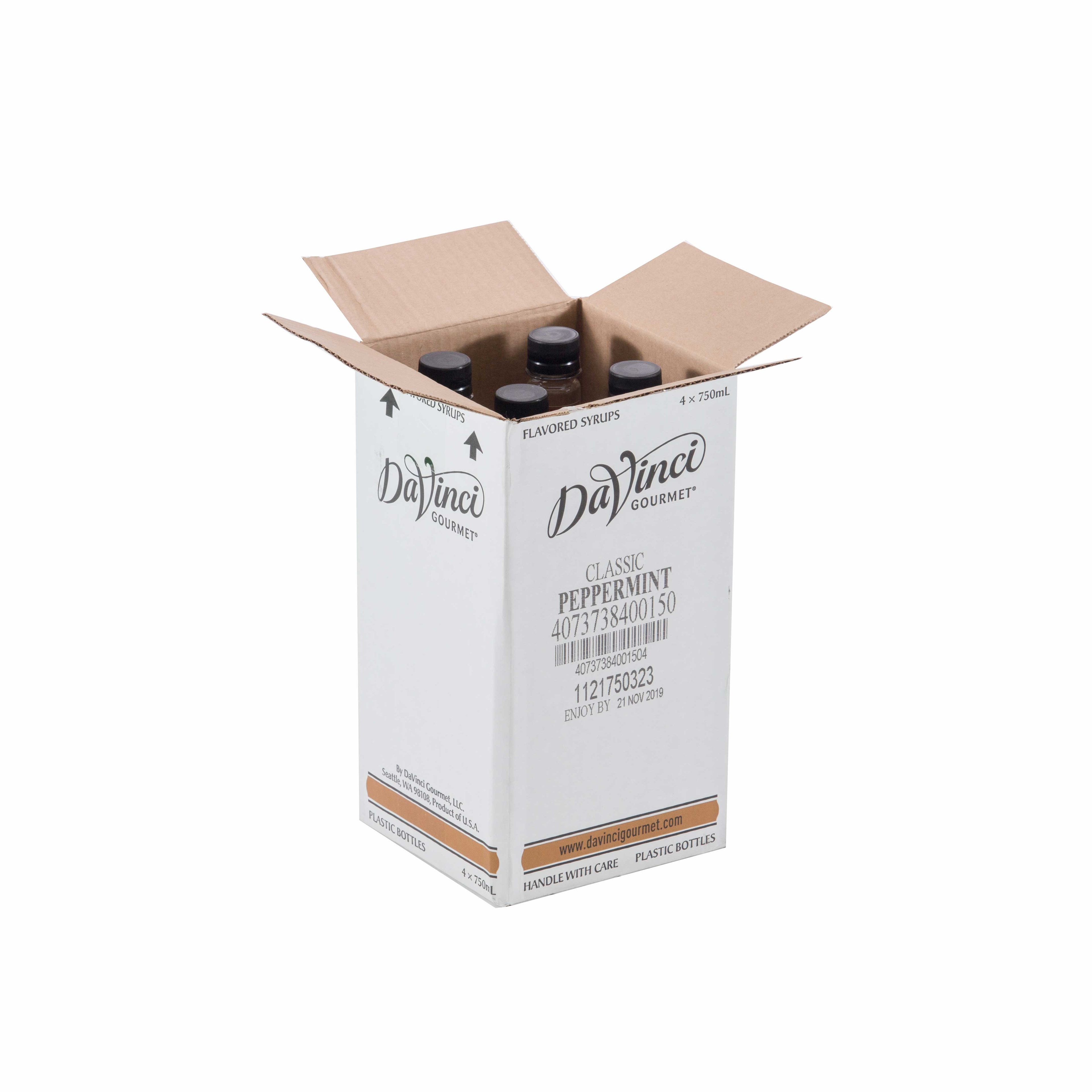 Davinci Gourmet Peppermint Flavored Syrup, 750 Milliliter -- 4 per case.