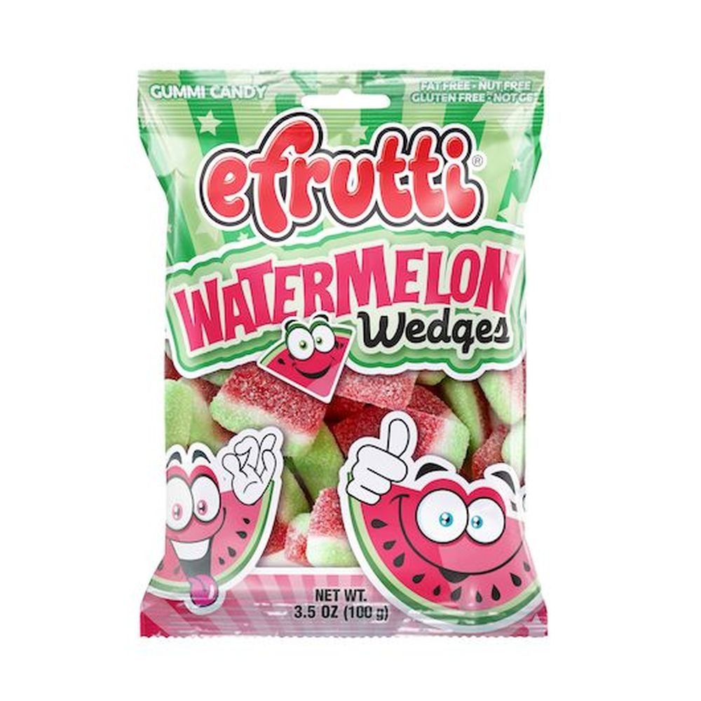 Efrutti Watermelon Wedges Gummi Candy - Display, 100 Gram -- 12 per case