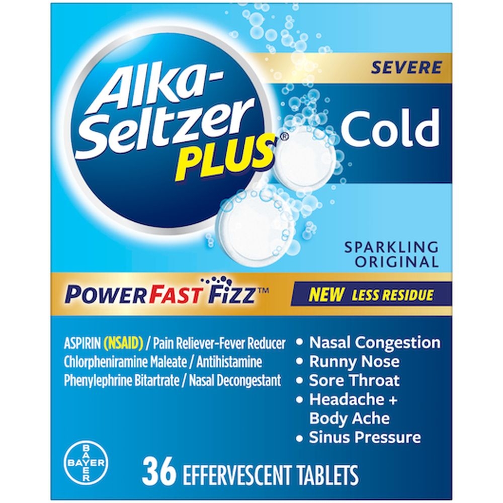 Alka-Seltzer Plus Severe Cold Fizzies Sparkling Original Effervescent Tablets, 36 count -- 30 per case