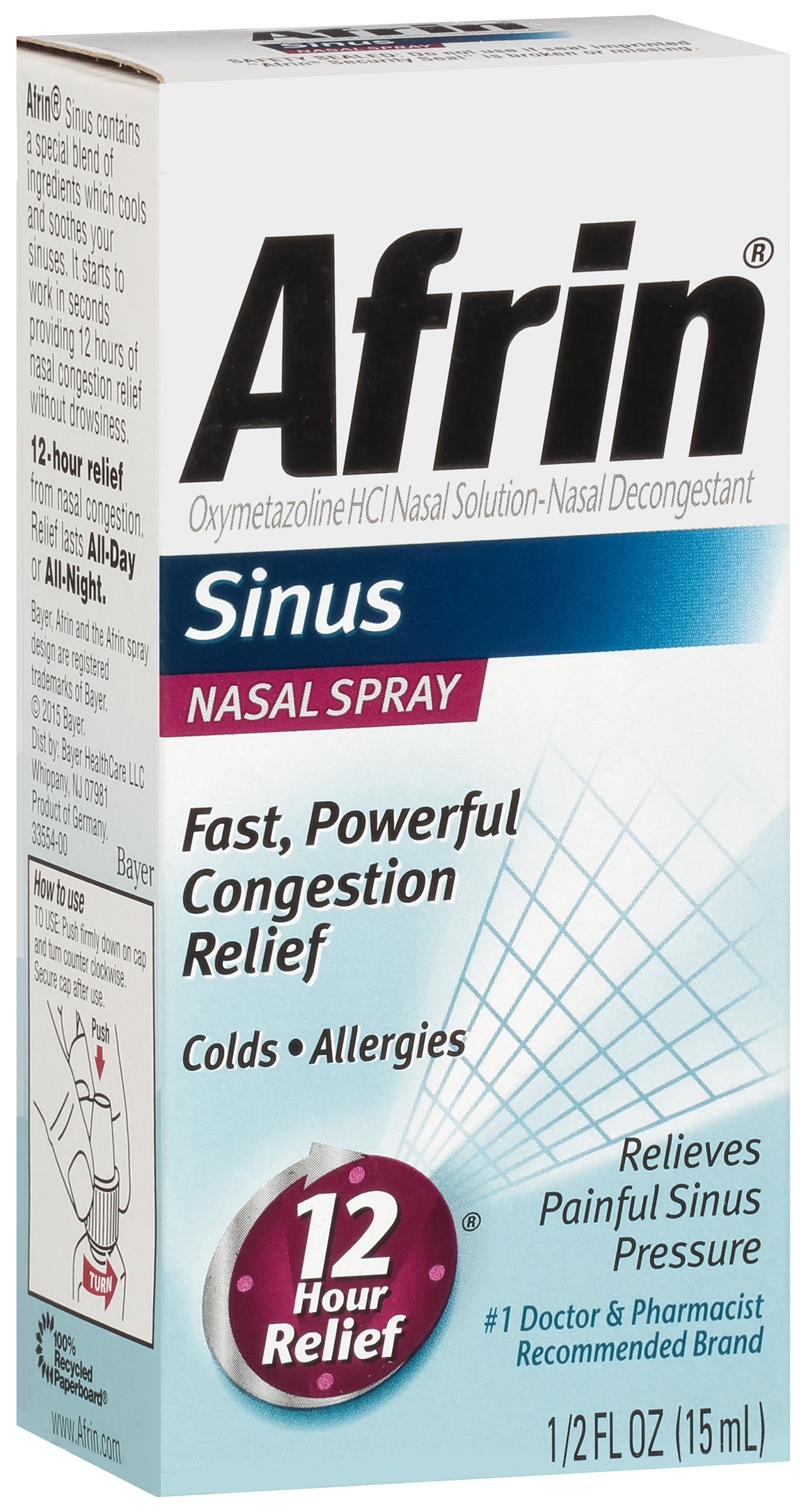 Afrin 12 Hour Allergy Sinus Spray, 15 Milliliter -- 36 per case.