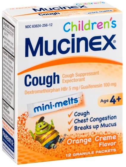 Reckitt Benckiser Mucinex Childrens Mini Melts Orange Creme Flavor Cough Granule - 12 count per pack -- 24 packs per case