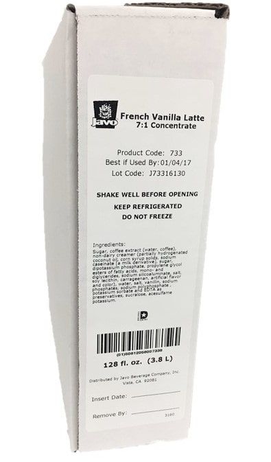 Javo Beverage French Vanilla Iced Latte, 1 Gallon
