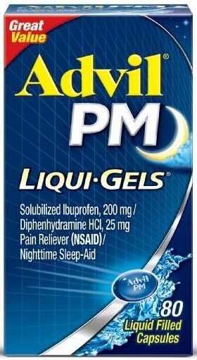 Advil PM Liqui Gels Pain Reliever and Nighttime Sleep Aid Capsules, 80 per unit -- 36 per case