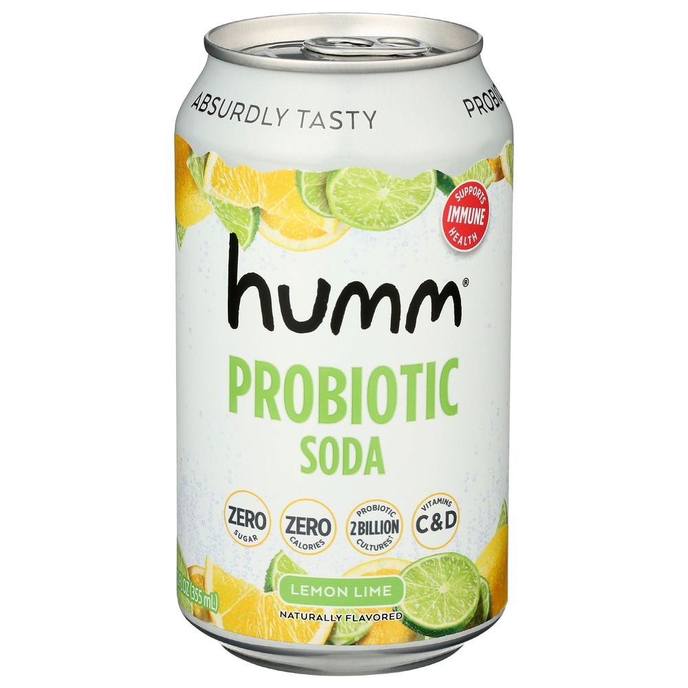 Humm Lemon Lime Probiotic Soda, 12 Fluid Ounce -- 6 per case