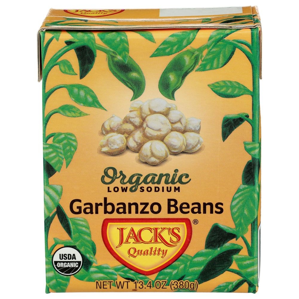 Jacks Quality Organic Low Sodium Garbanzo Beans, 13.4 Ounce -- 8 per case