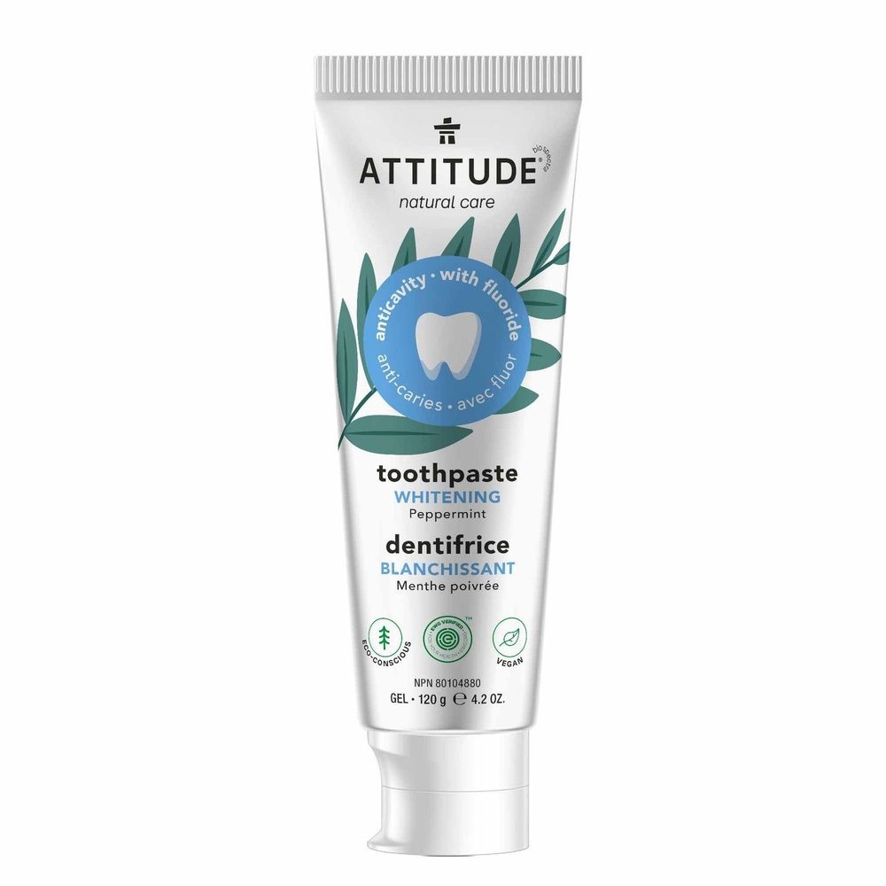 Attitude Peppermint Whitening Adult Toothpaste with Fluoride, 4.2 Ounce