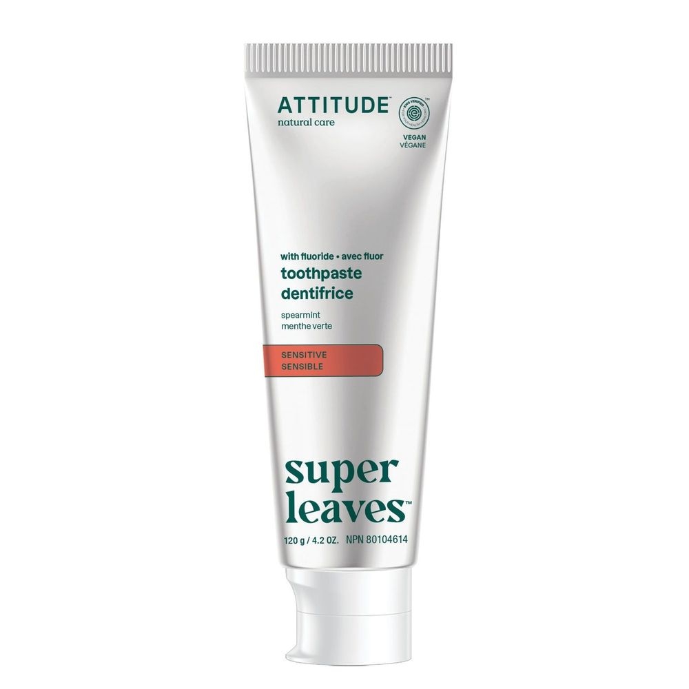 Attitude Super Leaves Sensitive Spearmint Adult Toothpaste with Fluoride, 4.2 Ounce