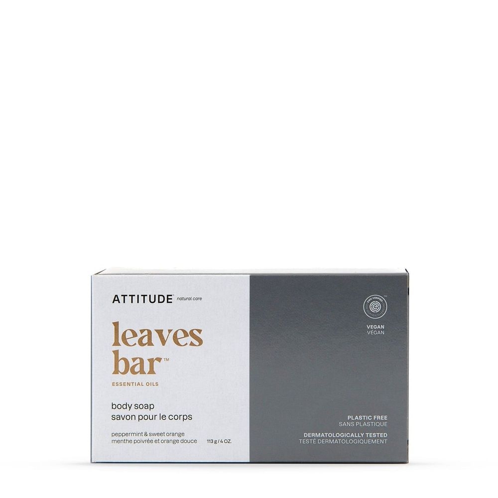 Attitude Leaves Bar Peppermint and Sweet Orange Body Soap, 4 Ounce