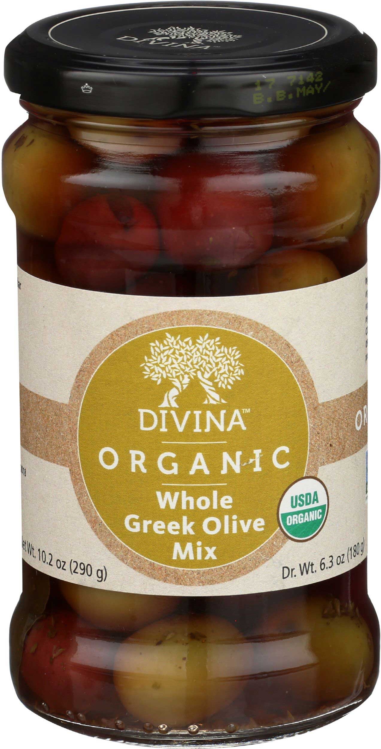 Divina Organic Whole Greek Olive Mix, 6.36 Ounce -- 6 per case