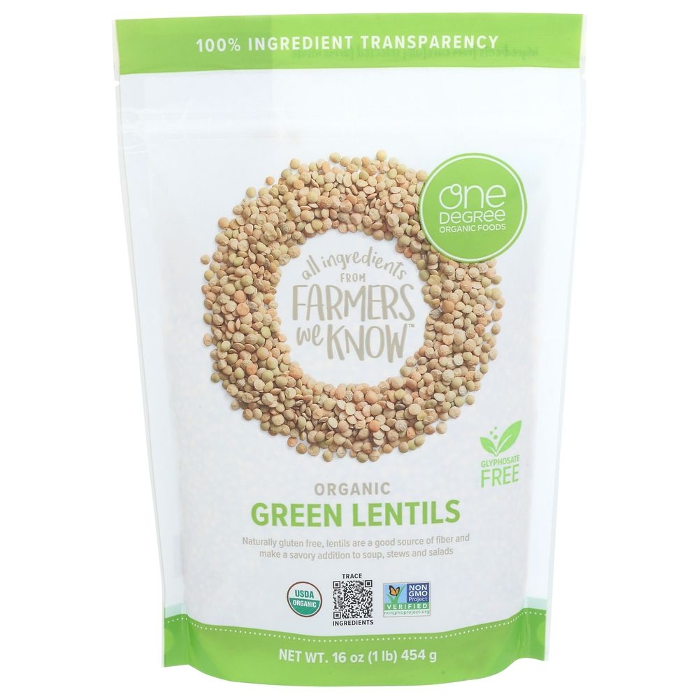 One Degree Organic Green Lentils, 16 Ounce -- 6 per case