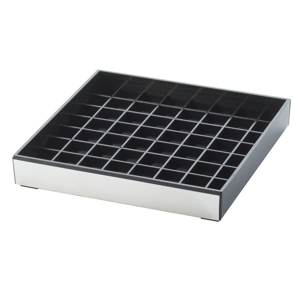 Cal-Mil Silver and Black Square Drip Tray, 6 x 6 x 1 inch -- 12 per case