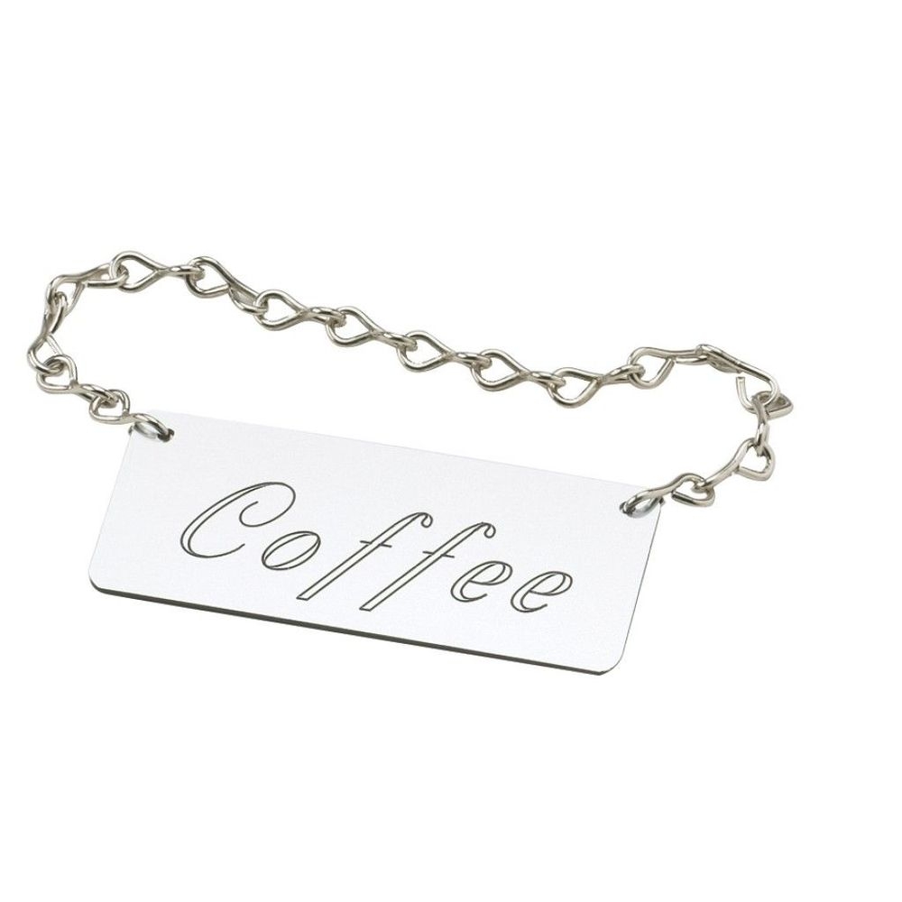 Cal-Mil Silver Coffee Urn Chain Sign, 4 x .25 x 2 inch -- 12 per case