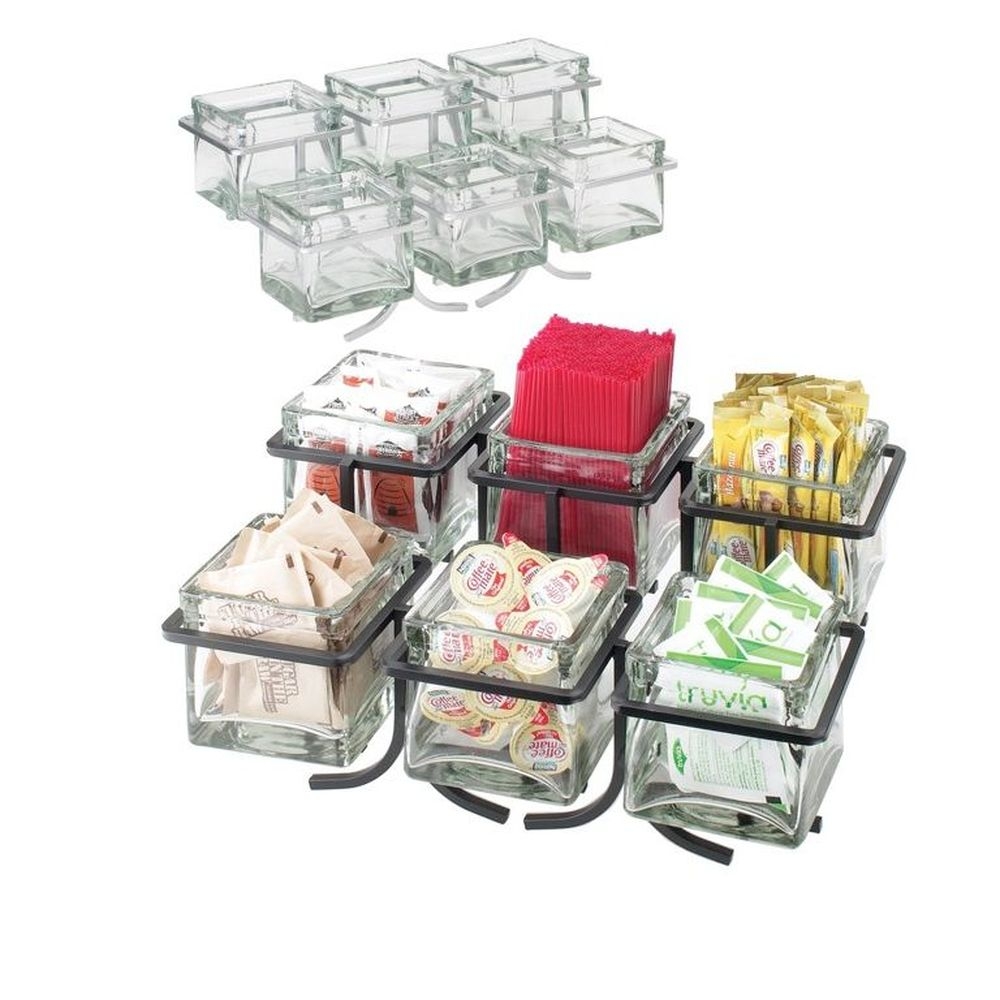 Cal-Mil Black Iron 6 Glass Jar Display, 14 x 9 x 7 inch