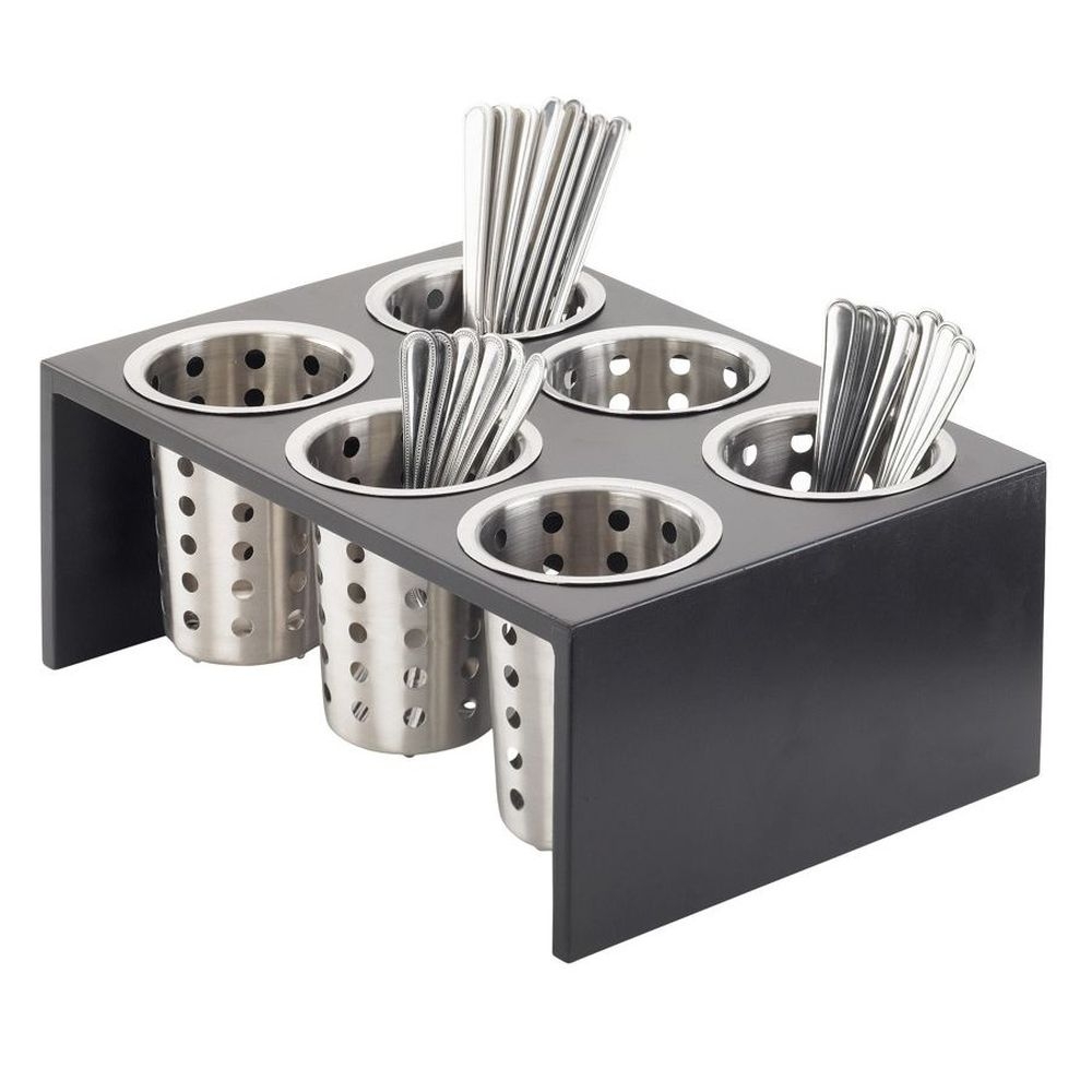 Cal-Mil Midnight Bamboo Six Compartment Cylinder Display Stand, 16 inch Width x 11 inch Depth x 6 inch Height